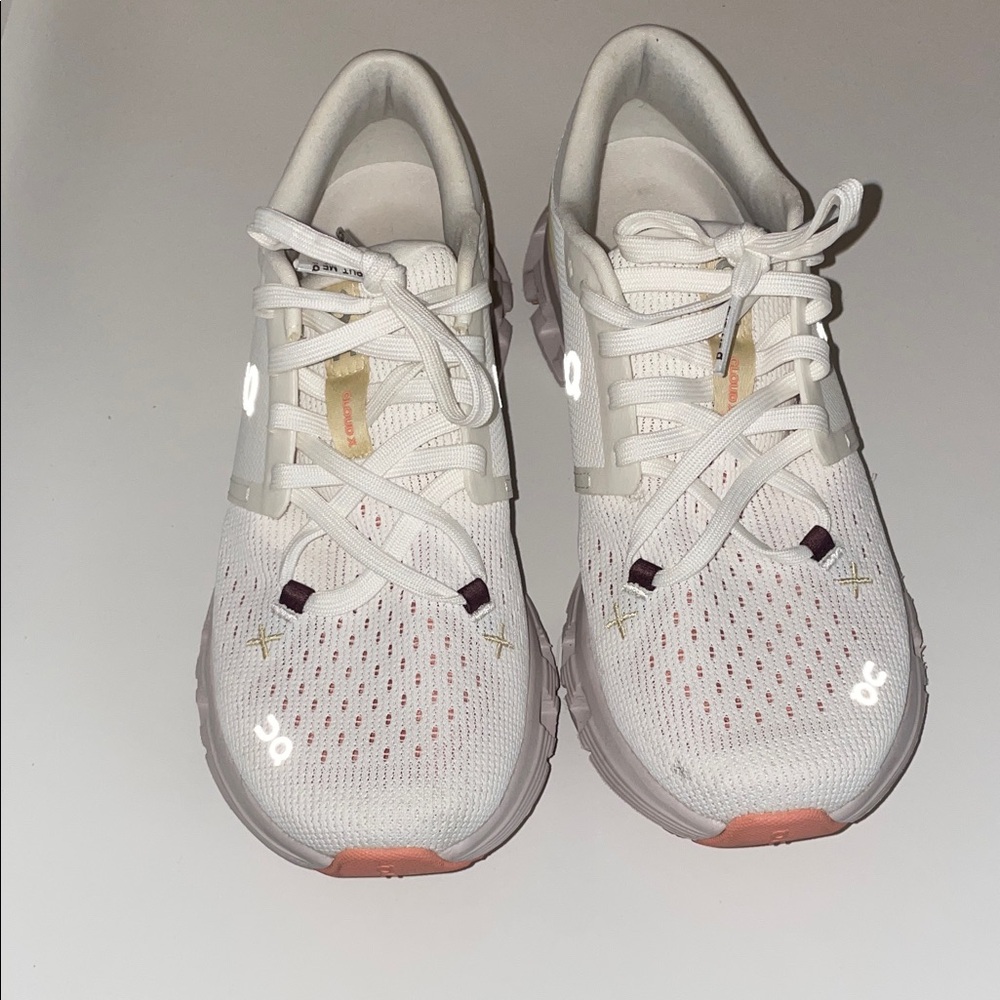 On Running Women's White and Pink Athletic Shoes
